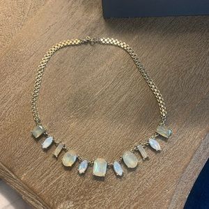 Loft gold tone iridescent stone collar necklace